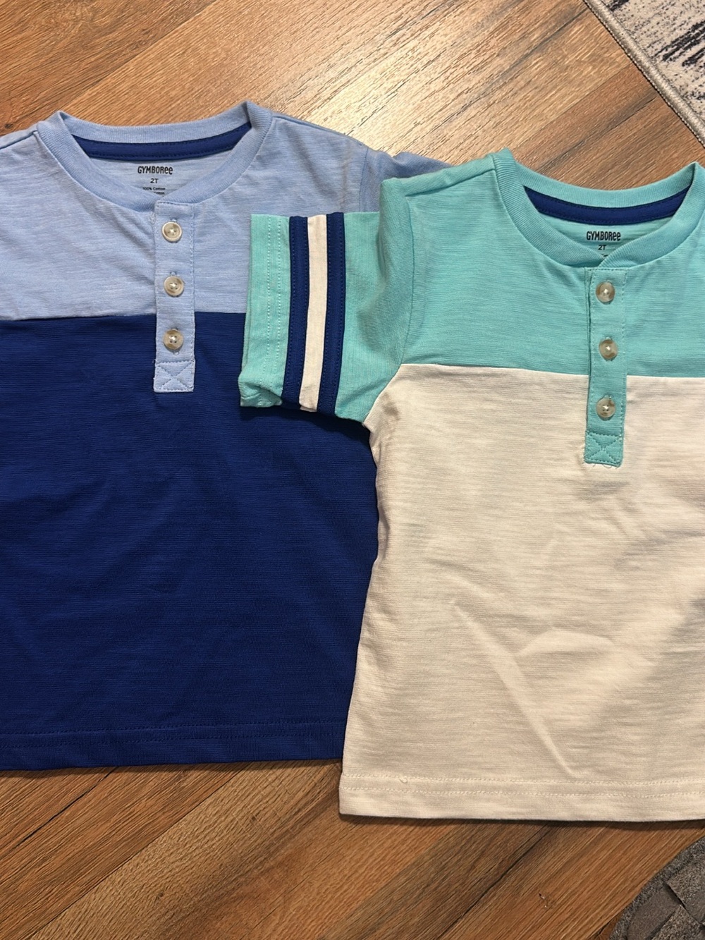 Gymboree Boys Short-Sleeve Henley Set in Blue, Navy & Mint